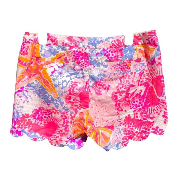 Lilly Pulitzer Buttercup Shorts Size 8 Balleta Hot Pink Starfish Scalloped - Picture 2 of 10